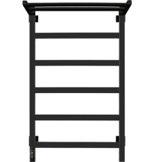 Полотенцесушитель Granula Квадро 50x80 с полкой терморегулятор с таймером слева, черный матовый