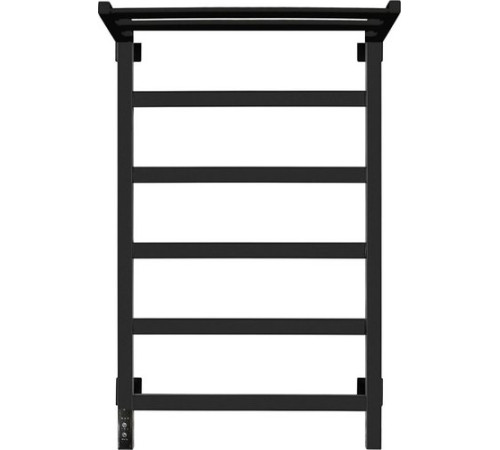 Полотенцесушитель Granula Квадро 50x80 с полкой терморегулятор с таймером слева, черный матовый