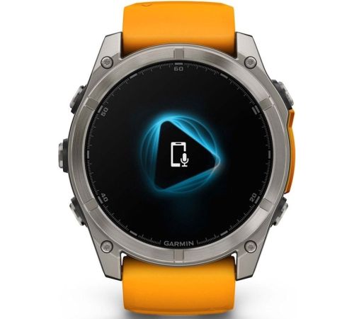Умные часы Garmin Fenix 8 Sapphire 51мм титановый, оранжевый силиконовый ремешок