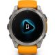 Умные часы Garmin Fenix 8 Sapphire 51мм титановый, оранжевый силиконовый ремешок