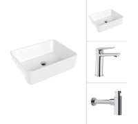 Умывальник Lauter 21675 + Sky 21CK533C с сифоном 21635CH хром