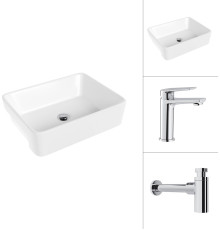 Умывальник Lauter 21675 + Sky 21CK533C с сифоном 21635CH хром