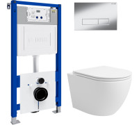 Унитаз подвесной Lauter Vortex 2110830 с кнопкой 219701HD узкая, хром