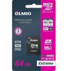 Карта памяти Olmio microSDXC 64GB Extreme UHS-I U3