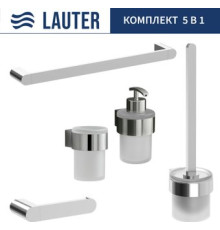 Набор аксессуаров для ванной Lauter 21TS3018 + 21TS3020 + 21TS3012 + 21TS3005 + 21TS3022 Chrome, 5 предметов