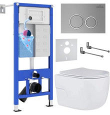 Унитаз подвесной Roxen Porto One Rimless 6 в 1 StounFix Dual Fresh 531880 кнопка: матовая