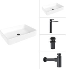Умывальник Lauter 21842 + Reef 21CK8678BS + сифон 21635B + дон.клапан 21190B черный матовый