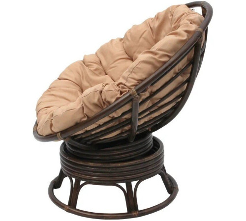 Кресло-качалка Garden Story Папасан Roker D110 вращающееся CV-18C бежевый/коньячный