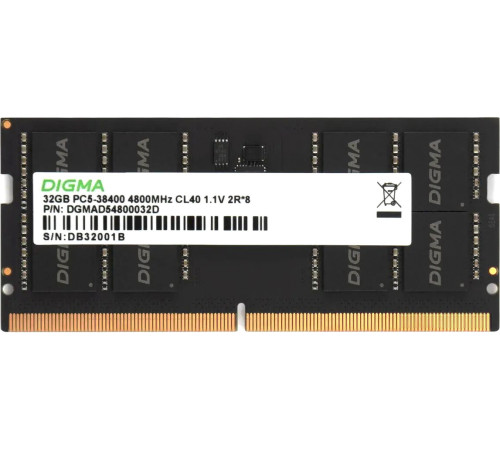 Оперативная память Digma 32ГБ DDR5 SODIMM 4800 МГц DGMAS54800032D