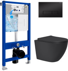 Унитаз подвесной Lauter Augsburg 21109EC + 21901002 кнопка узкая, черный