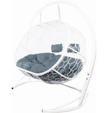 Подвесной диван M-Group Лежебока 11180109 с белым ротангом/серая подушка