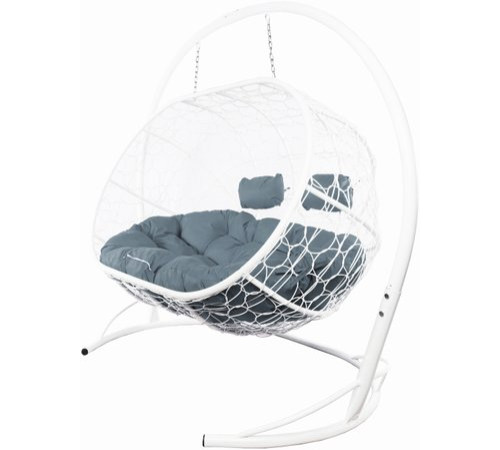 Подвесной диван M-Group Лежебока 11180109 с белым ротангом/серая подушка