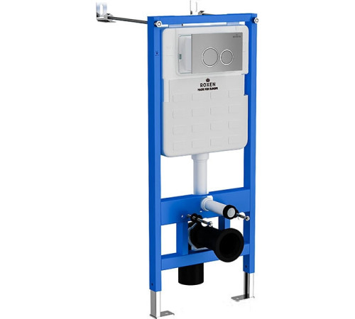 Унитаз подвесной Roxen Simple Compact в комплекте с инсталляцией StounFix Dual Fresh 6 в 1 915792 кнопка: хром матовый