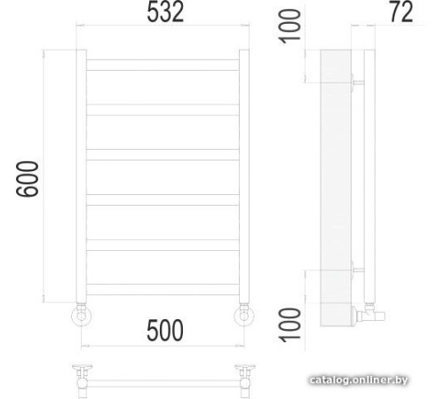 Полотенцесушитель TERMINUS Аврора П6 500x600 нп хром
