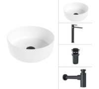 Умывальник Lauter 21499-31 + Reef 21CK8678BS + сифон 21635B + дон.клапан 21190B черный матовый
