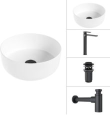 Умывальник Lauter 21499-31 + Reef 21CK8678BS + сифон 21635B + дон.клапан 21190B черный матовый