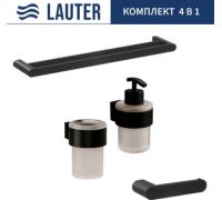 Набор аксессуаров для ванной Lauter 21TS3019 + 21TS3021 + 21TS3013 + 21TS3002 Matt Black, 4 предмета