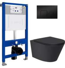 Унитаз подвесной Lauter Longer 2110822B + 21901001 кнопка 219704F, черный