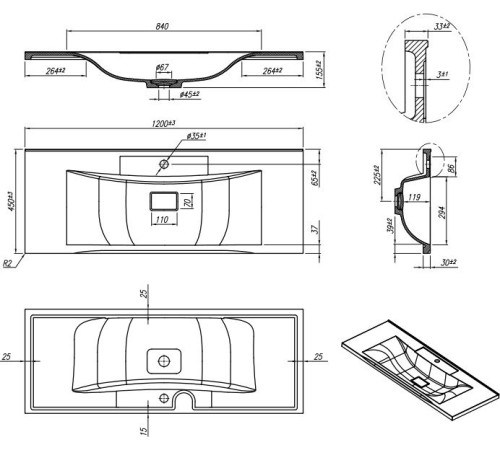 Умывальник Roxen Ariel 120 30012120