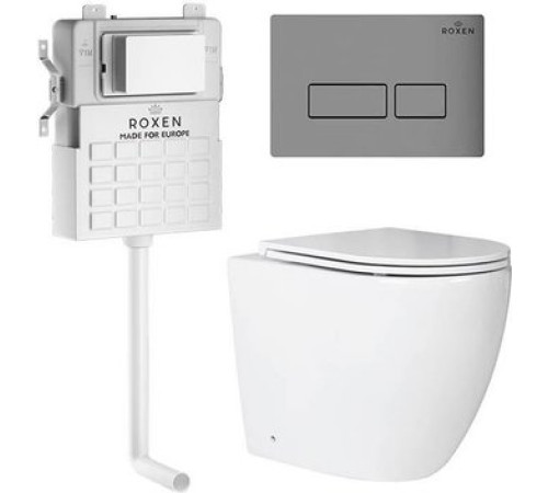 Унитаз приставной Roxen Antares в комплекте с инсталляцией Attach 5 в 1 967059 кнопка: хром матовый