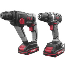 P.I.T. P0002-02 перфоратор, шуруповерт, 2 АКБ, кейс