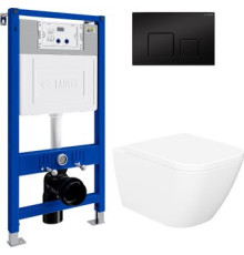 Унитаз подвесной Lauter Nuremberg 21811 + 21901001 белый, с кнопкой смыва 219704F черный