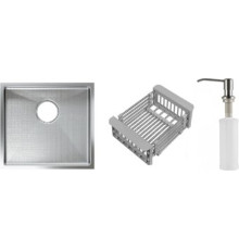 Кухонная мойка Schtoff Undermount Best Decor Silver 4545 + коландер KR-1 GREY + дозатор SD-1 SILVER