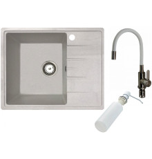 Кухонная мойка БелЭворс Mila L + смеситель W74004-3 + дозатор L405H белый