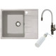 Кухонная мойка БелЭворс Mila L + смеситель W74004-3 + дозатор L405H белый