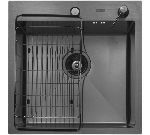 Кухонная мойка ARFEKA ECO AR мойка 500*500, коландер F, дозатор BLACK