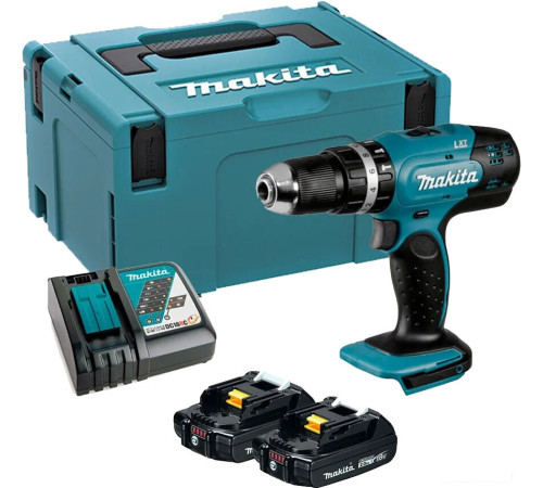 Ударная дрель-шуруповерт Makita DHP453RAJ с 2-мя АКБ 2 Ач, кейс