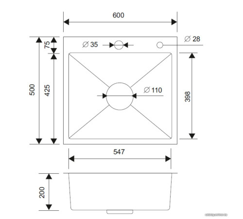 Кухонная мойка РМС MR-6050BL с корзиной и дозатором