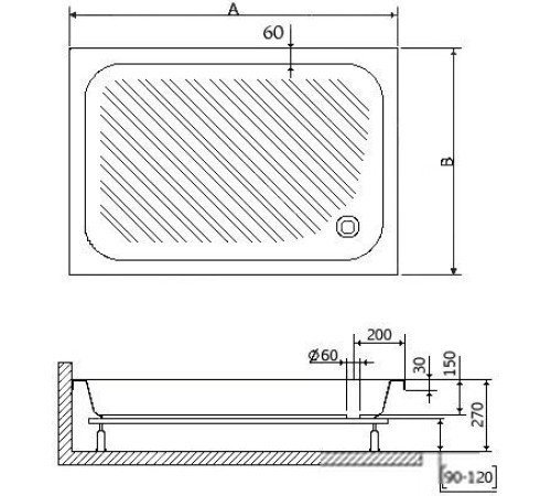 Душевой поддон RGW B/CL-S 90x120