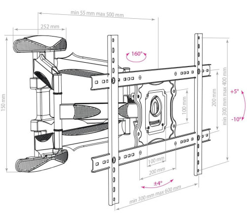 Кронштейн для телевизора Arm Media COBRA-60 черный