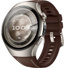 Умные часы Huawei Watch 5 46 мм титановый, с коричневым силиконовым ремешком, международная версия