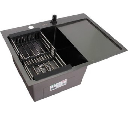 Кухонная мойка Wisent WS-36550B-L/GER013 с сифоном, дозатором и коландером