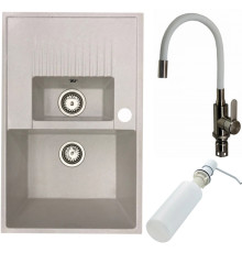 Кухонная мойка БелЭворс Forma R + смеситель W74004-3 + дозатор L405H белый