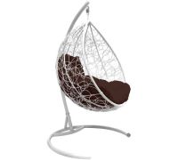 Подвесное кресло M-Group Капля 11020105 белый ротанг/коричневая подушка