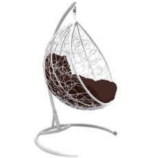 Подвесное кресло M-Group Капля 11020105 белый ротанг/коричневая подушка