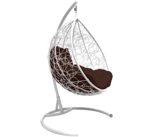 Подвесное кресло M-Group Капля 11020105 белый ротанг/коричневая подушка