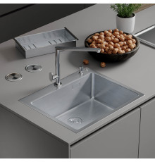 Кухонная мойка Roxen Simple 560220-60 сатин с коландером и дозатором