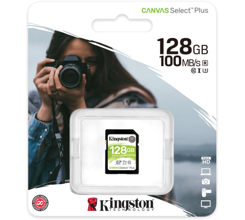 Карта памяти Kingston Canvas Select Plus SDXC 128GB