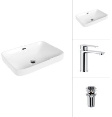 Умывальник Lauter 21441A + Moon 21СK691C с донным клапаном 21190CH хром