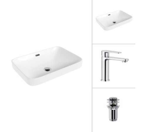 Умывальник Lauter 21441A + Moon 21СK691C с донным клапаном 21190CH хром