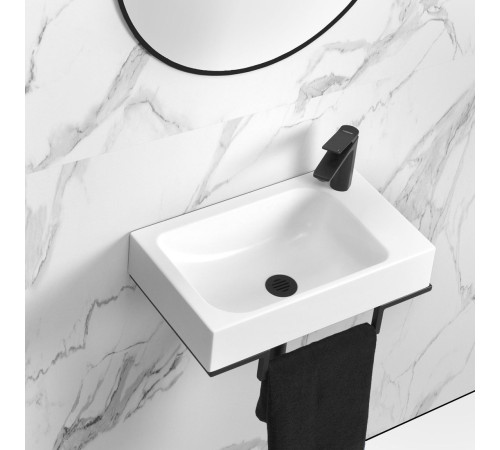 Умывальник Belux Темпо-2 HR0900 L черный, с каркасом, сифоном, донным клапаном