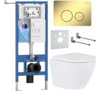Унитаз подвесной Roxen Antares Tornado в комплекте с инсталляцией StounFix Dual Fresh 6 в 1 868580 кнопка: сатин матовая