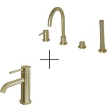 Комплект смесителей Oliveeka OL-669017+88139017-BG золотой матовый