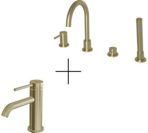 Комплект смесителей Oliveeka OL-669017+88139017-BG золотой матовый