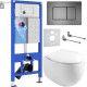 Унитаз подвесной Roxen Egg в комплекте с инсталляцией StounFix Dual Fresh 6 в 1 964215 кнопка: оружейная сталь