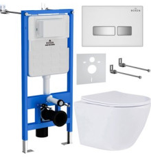 Унитаз подвесной Roxen Antares One Rimless 6 в 1 StounFix Dual Fresh 633220 белое стекло